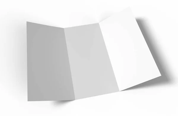 Boş Kağıt Panelli Broşür Mockup Beyaz Arka Plan Üzerinde Gölgeler — Stok fotoğraf