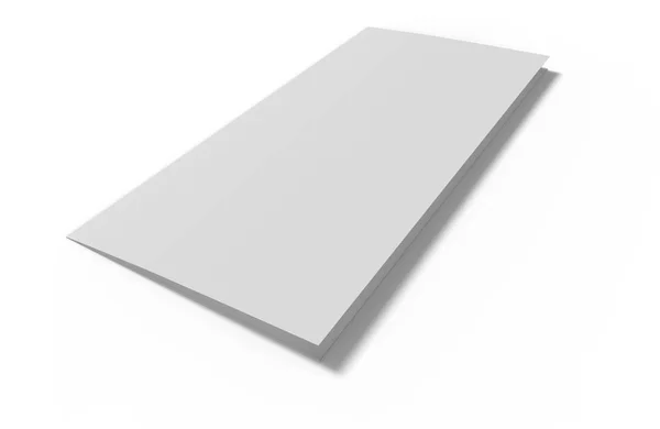 Boş kağıt panelli broşür mockup beyaz arka plan üzerinde gölgeler ile açıldı. Fotogerçekçi 3d çizim