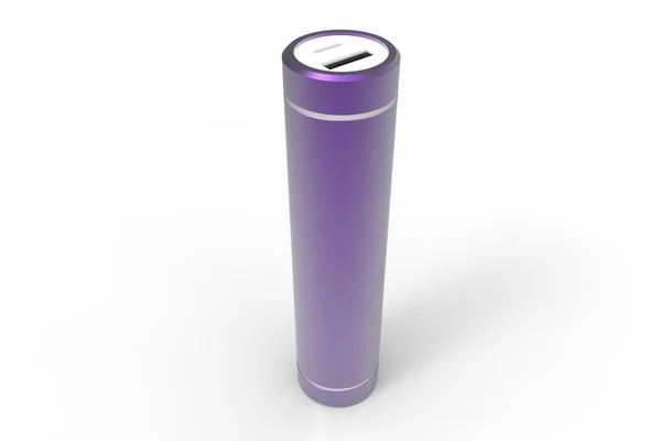 Фиолетовый Изолированный Цилиндр Мощностью Банка Белом Фоне Mock Rendering — стоковое фото
