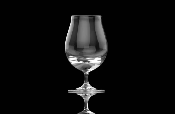 Άδειο Σαφούς Και Διαφανούς Απομονωμένες Μπύρα Ποτήρι Μαύρο Φόντο Ανακλάσεις — Φωτογραφία Αρχείου