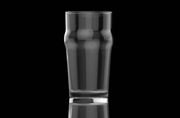 Yer yansımaların siyah zemin üzerine şeffaf boş bira cam izole. 3D render