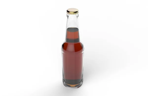Glas Transparente Bierflaschen Attrappe Auf Weißgrauem Hintergrund Mit Schatten Und — Stockfoto