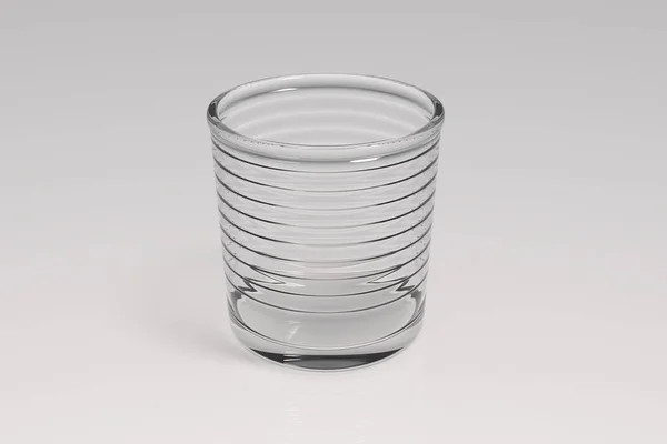 Rippled Transparent Empty Glass White Background Rendering — Stock Photo, Image