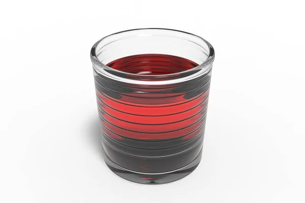 Vetro Trasparente Increspato Con Liquido Rosso Rendering — Foto Stock