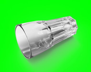 Boş cam gölgeler ve yansımalar yeşil zemin üzerine. 3D render