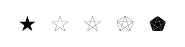 Beş sivri uçlu yıldız ve pentagon beş farklı stilleri.