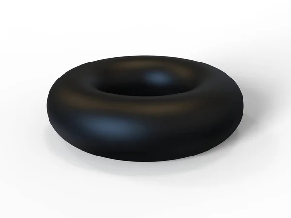 Zwart Rubber Torus Witte Achtergrond Render — Stockfoto