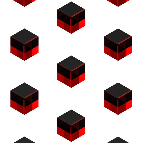 Résumé Modèle Cubes Ortographiques Rouge Foncé Sur Fond Blanc Expéditeur — Photo