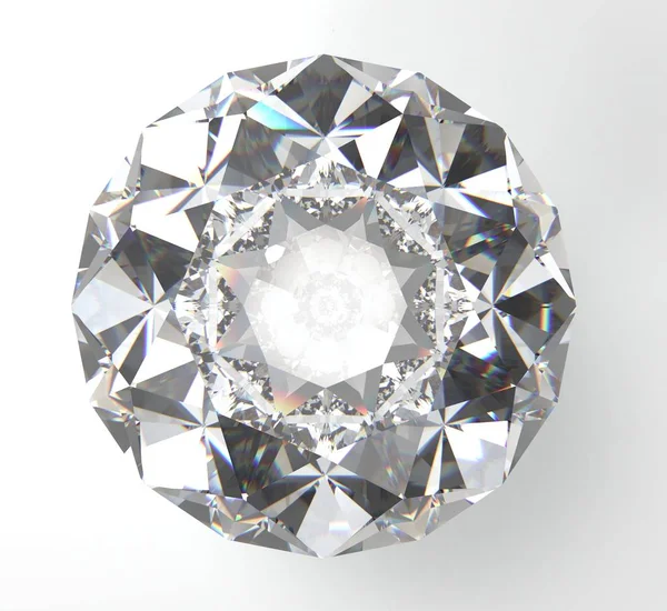 Diamante Transparente Brilhante Sobre Fundo Branco Renderização — Fotografia de Stock