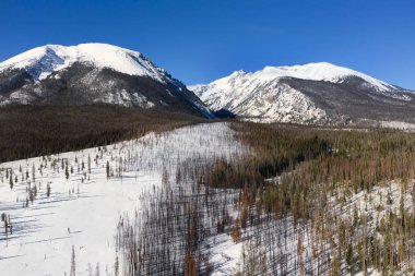 Buffalo Dağı ve kırmızı tepe Silverthorne Summit County, Colorado'da yakınındaki Gore aralığı boyunca havadan görünümü.