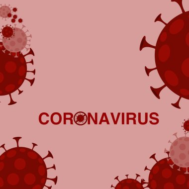 Coronavirus 2019 (COVID-19 / Corona virüs hastalığı) simgesi ve simgesi olan düz tasarım duvar kağıdı posteri. Grafik, Vektör illüstrasyonları, reklam, sanat eserleri, şablon için kullan.