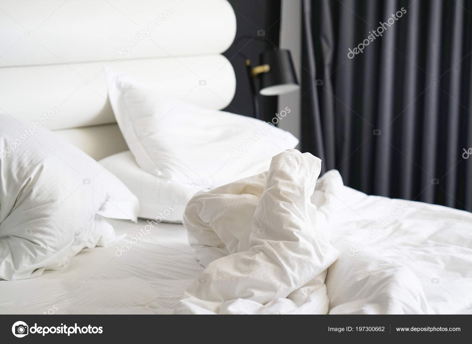Crumpled Bed Hotel Close Unfinished Messy Bed Funny Night Sex– stock image Crumpled Bed Hotel Close Unfinished Messy Bed Funny Night Sex ...