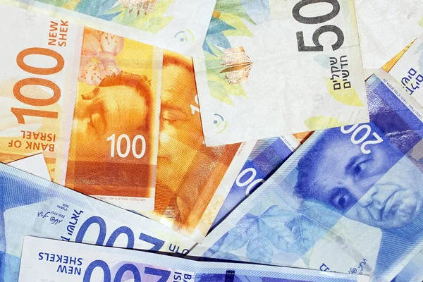 İsrail 'in 50, 100 ve 200 şekel' lik yeni para desteleri (banknotlar). Yeni İsrail Shekel serisi C.