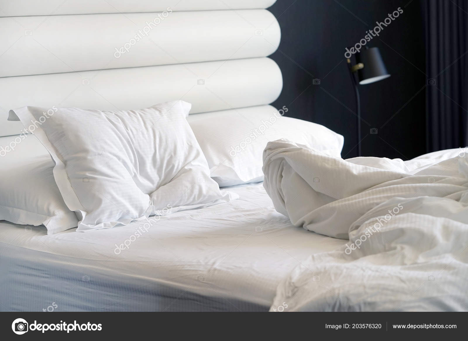 Crumpled Bed Hotel Close Unfinished Messy Bed Funny Night Sex Stock Photo by ©svershinsky 203576320 pic