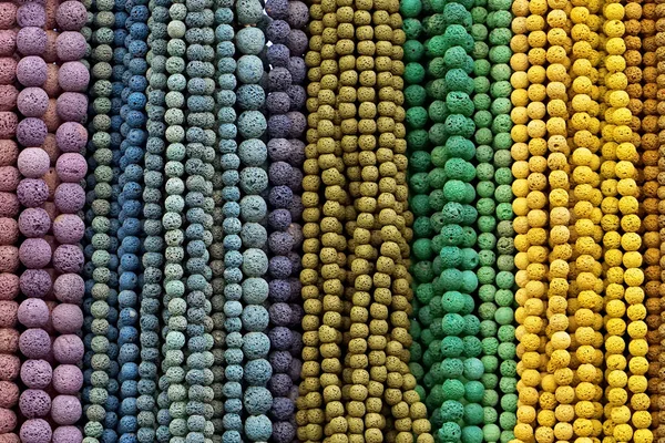 Perline Colorate Sfondo Modello Sfondo Perline Pietra Naturale Multicolore Stringa — Foto Stock