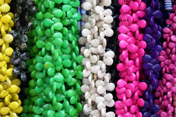 Fond Perles Colorées Modèle Fond Perles Pierre Naturelle Multicolore Chaîne — Photo