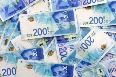 İsrail para yığını Yeni İsrail para reçeteleri (banknot) 200 şekel. Yeni İsrail Şekeli serisi C.