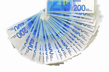 Yeni İsrail Şekeli serisi beyaz arka plan üzerinde izole C hayranıyım.