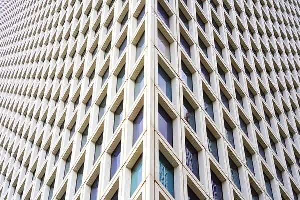 Ángulo Moderno Negocio Edificio Rascacielos Vidrio Aluminio Cuadrado Blanco Ventanas — Foto de Stock