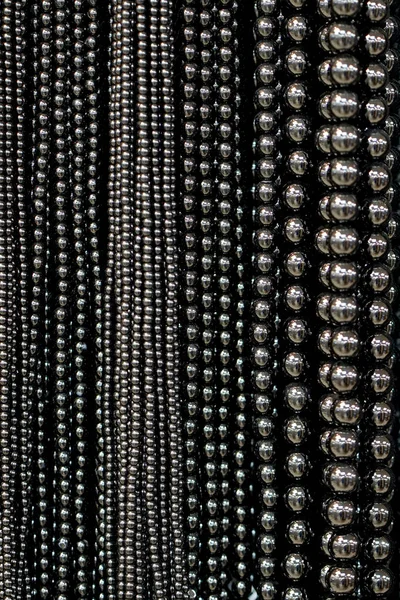 Modèle Fond Perles Pierre Naturelle Noire Chaîne Perles Couleurs Noires — Photo