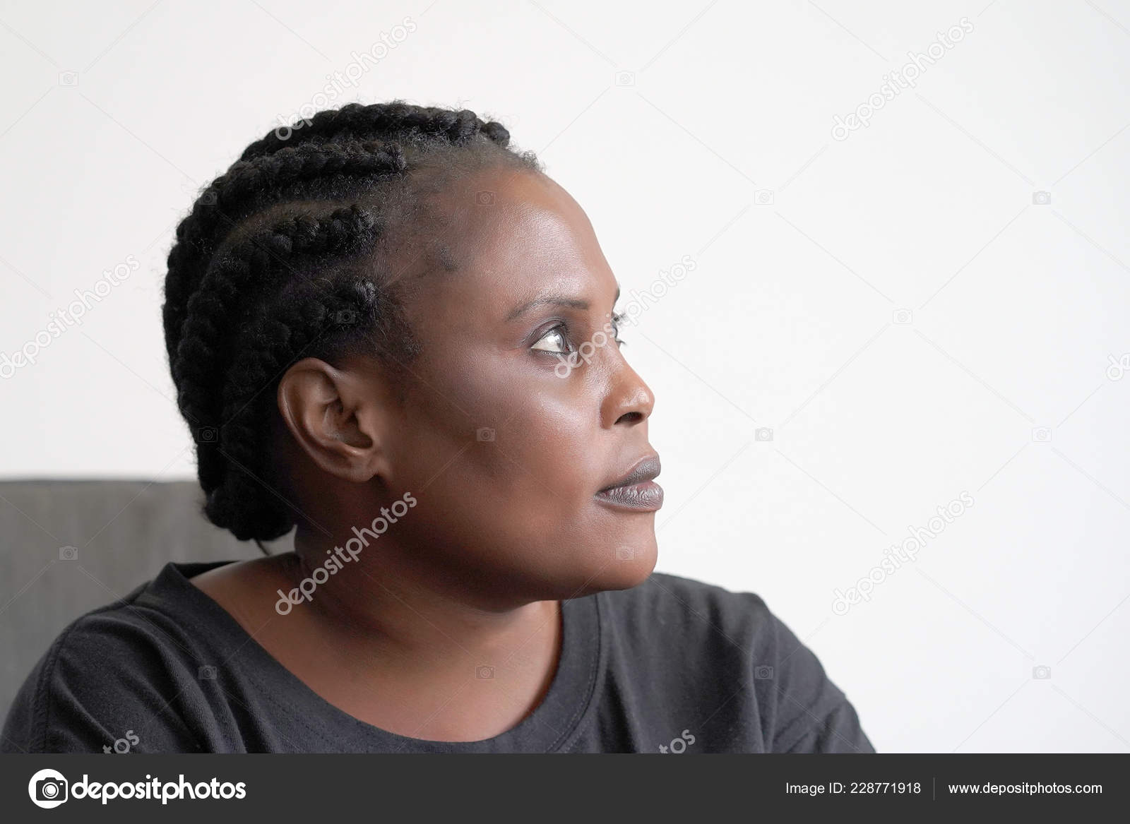 Download Close Face Sad African Woman Profile Looking Emotion Fear Despair Stock Photo Image By C Svershinsky 228771918