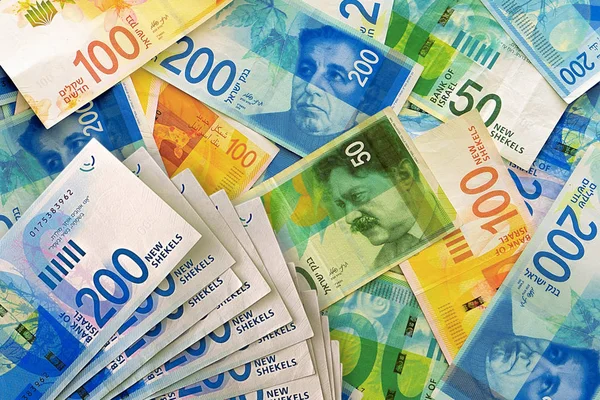İsrail 'in 50, 100 ve 200 şekel' lik yeni para desteleri (banknotlar). Yeni İsrail Shekel serisi C.