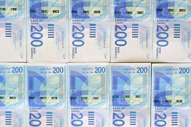 İsrail para yığını Yeni İsrail para reçeteleri (banknot) 200 şekel. Yeni İsrail Şekeli serisi C.