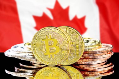 Kanada bayrak arka plan üzerinde bitcoins