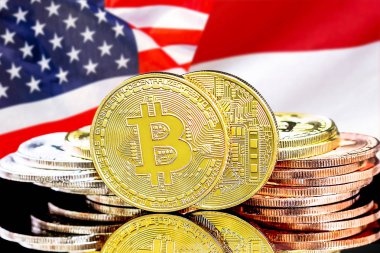 Monako ve Abd bayrak arka plan üzerinde bitcoins