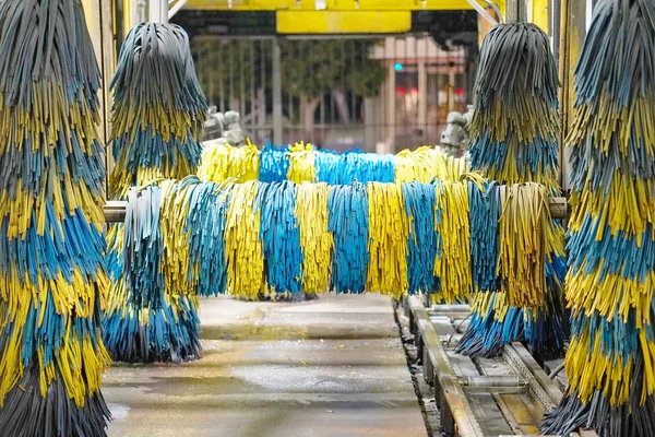 Car wash inside. View of automatic car wash.