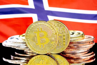 Norveç üzerinde Bitcoins bayraklı arka plan