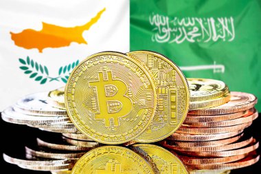 Kıbrıs ve Suudi Arabistan bayrak arka plan bitcoins