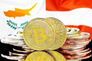 Kıbrıs ve Avusturya bayrak arka plan bitcoins