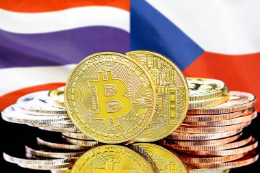 Bitcoins Tayland ve Çek Cumhuriyeti bayrak arka plan