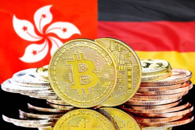 Hong Kong ve Almanya bayrak arka plan bitcoins
