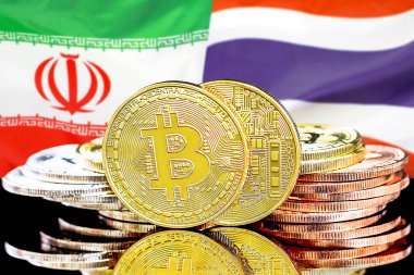 İran ve Tayland bayrak arka plan bitcoins
