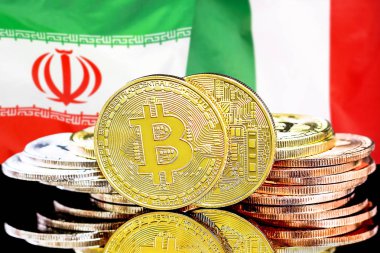 İran ve İtalya bayrak arka plan bitcoins