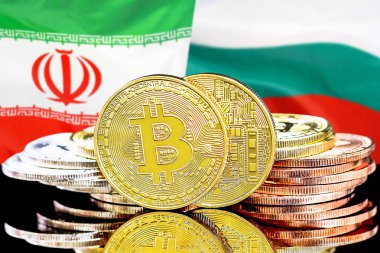 İran ve Bulgaristan bayrak arka plan bitcoins