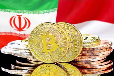 İran ve Monako bayrak arka plan bitcoins