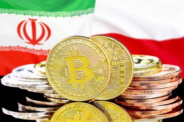 İran ve Polonya bayrak arka plan bitcoins