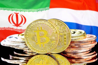 İran ve Hollanda bayrak arka plan bitcoins