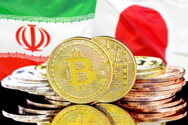 İran ve Japonya bayrak arka plan bitcoins