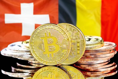 Belçika ve İsviçre bayrak arka plan bitcoins