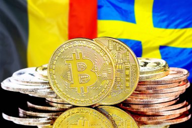 Belçika ve İsveç bayrak arka plan bitcoins