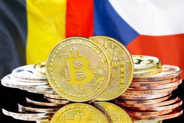 Belçika ve Çek Cumhuriyeti bayrak arka plan bitcoins