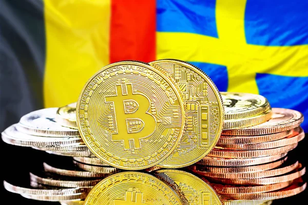 Belçika ve İsveç bayrak arka plan bitcoins