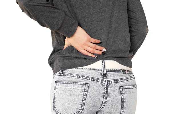 Woman, pain at lower back. — Stock Photo, Image