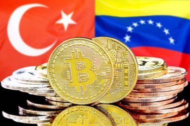 Türkiye ve Venezuela bayrağı arka plan bitcoins