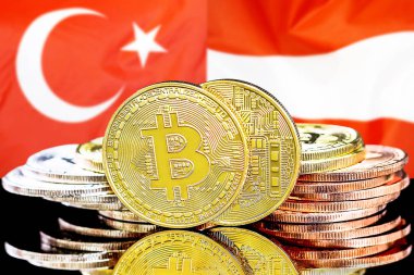 Türkiye ve Avusturya bayrak arka plan bitcoins