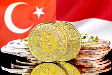 Türkiye ve Monako bayrak arka plan bitcoins